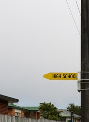 School sign close up.
