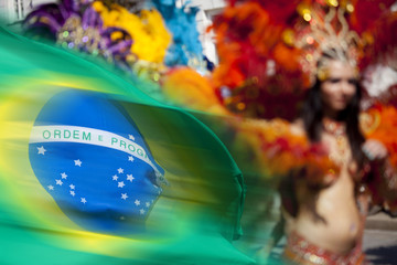 Waving brazilian flag for background