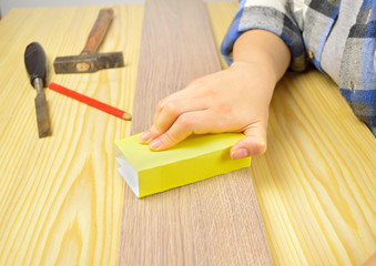 sanding the wood