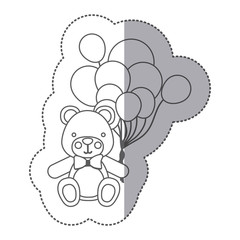 bear with balloons icon image design, vector illustration