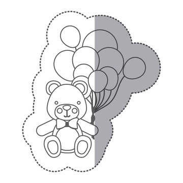 bear with balloons icon image design, vector illustration