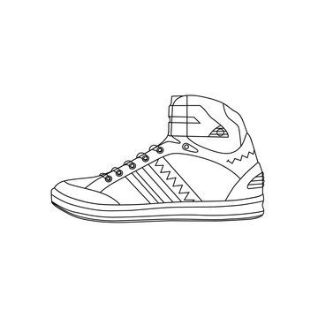 drawing sketch of comfortable sneaker for training on colored background