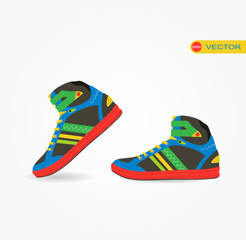 Stylish sneakers for running on colored background