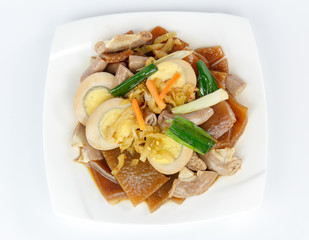 tea egg ,pig skin ,the large intestine