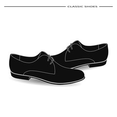 classic male shoes on colored background, vector, illustration,