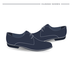 classic male shoes on colored background, vector, illustration,