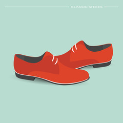 classic male shoes on colored background, vector, illustration,