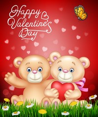 Cartoon romantic couple of teddy bear