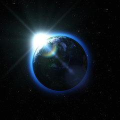 Obraz na płótnie Canvas Planet earth in space, the sunrise over the earth