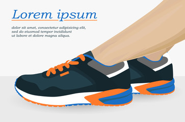 Women foot in sport shoes