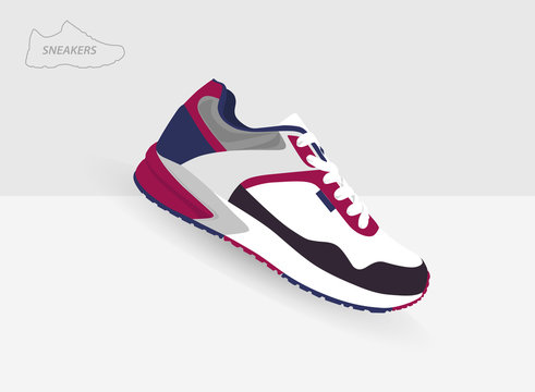 colored  sneaker for training on grey background