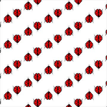 Ladybug vector seamless pattern. Endless texture can be used for wallpaper,printing on fabric, paper, scrapbooking.