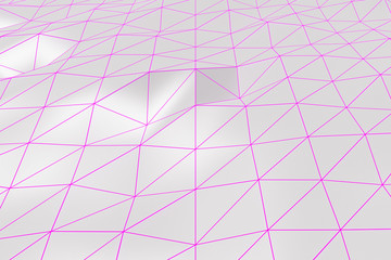 Bright low poly displaced surface with glowing connecting lines