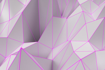 Obraz premium Bright low poly displaced surface with glowing connecting lines