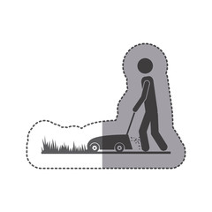 contour man mowing icon image, vector illustration