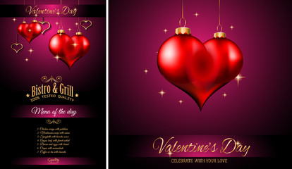 Valentine's Day Restaurant Menu Template Background