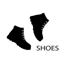 fashionable male black boots on white background, vector, illustration,