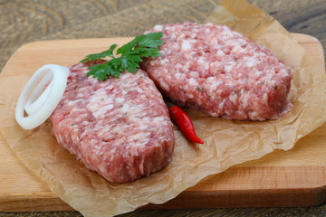 Raw burget cutlet