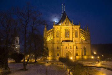 St Barbara cathedral in night