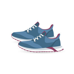 Stylish blue sneakers for running isolated on white background