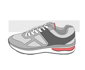 Stylish grey sneaker for training on white background