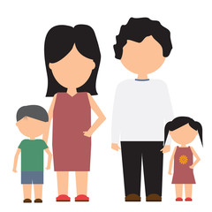 Happy family vector icon with flat and solid color design.