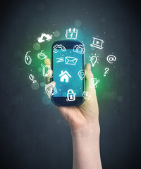 hand holding smartphone