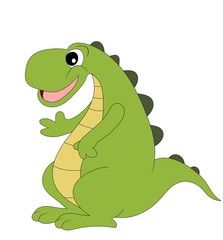 Cute cartoon dinosaur isolated on white