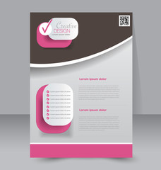 Abstract flyer design background. Brochure template. To be used for magazine cover, business mockup, education, presentation, report.  Pink and brown color.