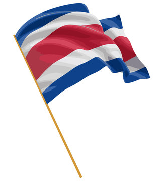3D Costa rica flag with fabric surface texture. White background.