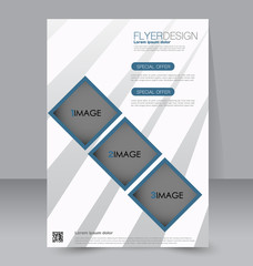 Abstract flyer design background. Brochure template. To be used for magazine cover, business mockup, education, presentation, report.  Blue color.