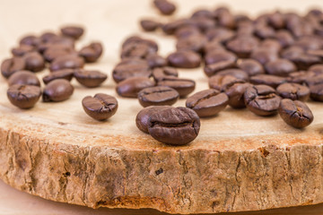 Selective focus of roasted coffee bean