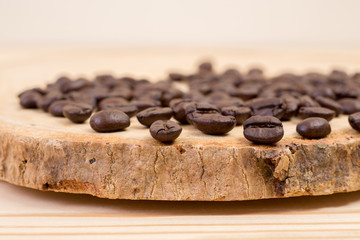 Selective focus of roasted coffee bean