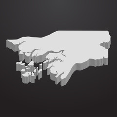 Guinea Bissau map in gray on a black background 3d
