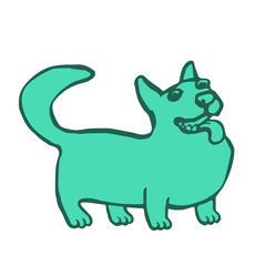 Corgi Dog Isolated Vector Illustration. Funny Cartoon Fur. Contour Freehand Digital Drawing Cute Character. Cheerful Pet for Web Icons and Shirt.