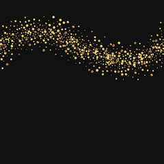Gold confetti. Top wave on black background. Vector illustration.