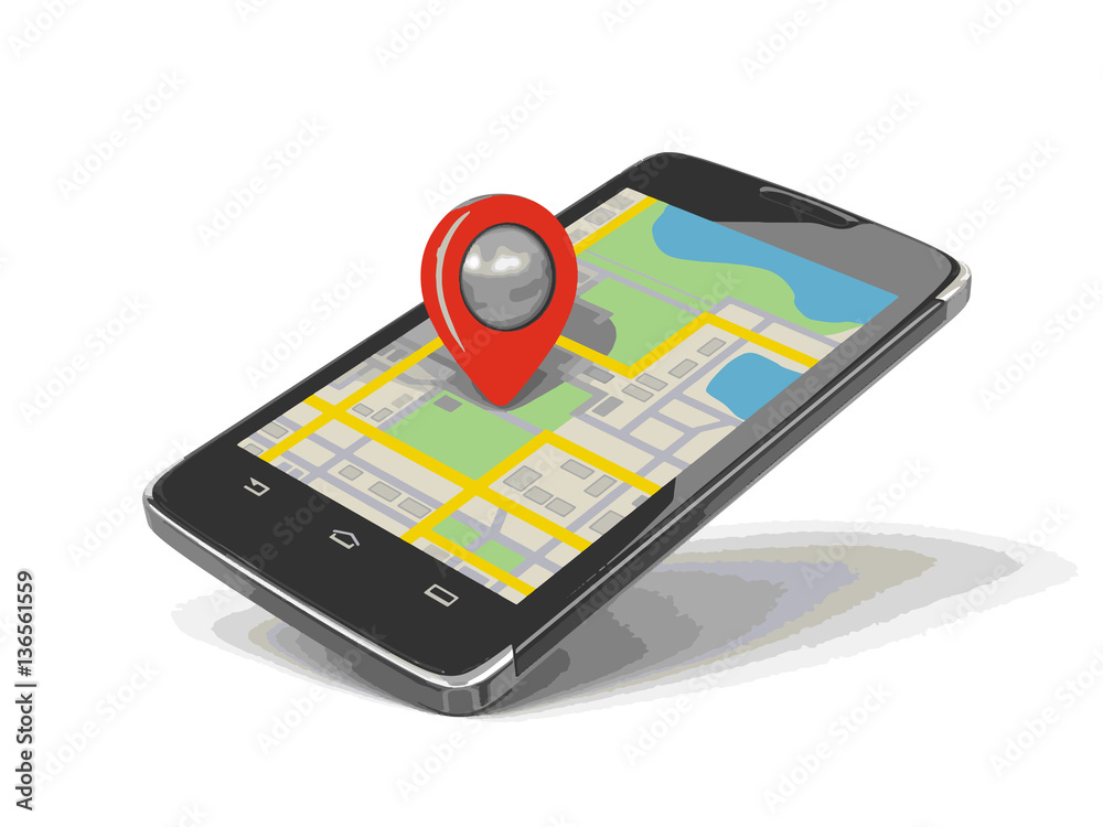 Poster touchscreen smartphone with pointer. image with clipping path.