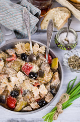 Steamed vegetables with pasta