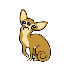 Funny Chihuahua Dog Isolated Vector Illustration. Cute Cartoon Fur Character. 