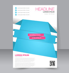 Abstract flyer design background. Brochure template. To be used for magazine cover, business mockup, education, presentation, report.  Blue and pink color.