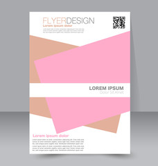 Abstract flyer design background. Brochure template. To be used for magazine cover, business mockup, education, presentation, report.  Pink and brown color.
