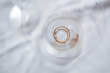 bottom of transparent glass on a white background