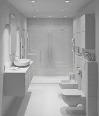 Interior rendering of a modern Bathroom
