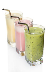 milk fruit cocktail in a glass