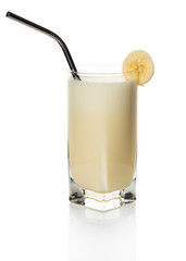 milk banana cocktail in a glass