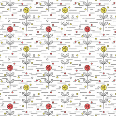 Line style roses seamless pattern design