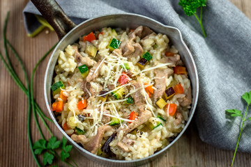 Risotto with meat and vegetable