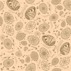 Decorative Easter Seamless Pattern with hand drawn ornamental eg