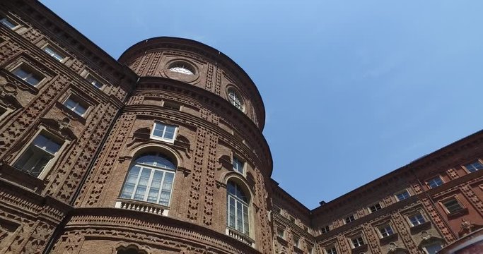 Inner court of Palazzo Carignano, a historical building in the centre of Turin famous for its unique rounded fa&ccedil;ade.