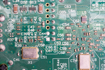 Green computer circuit board.